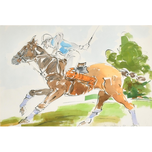 277 - Ian Ribbons (1924-2002) British. A Polo Player on Horseback, Watercolour and Ink, Signed and Dated '... 