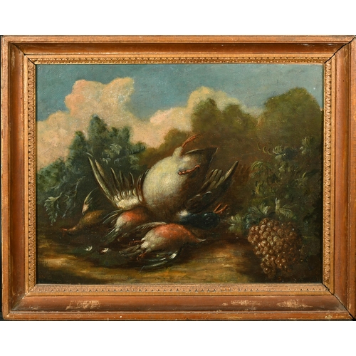 40 - 18th Century Italian School. Still Life of Dead Game in a Landscape, Oil on Canvas, 14.25