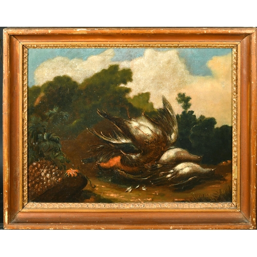 40 - 18th Century Italian School. Still Life of Dead Game in a Landscape, Oil on Canvas, 14.25