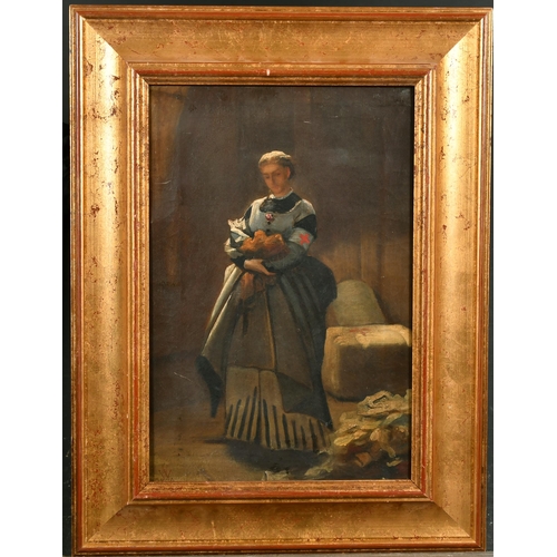 76 - 19th Century English School. Study of a Nurse, Oil on Canvas, Signed with Monogram WH and Dated 1870... 