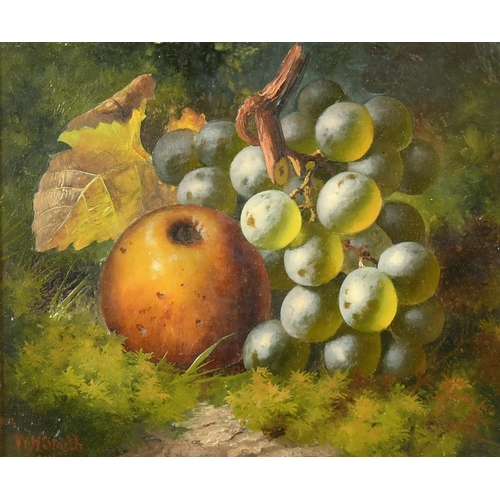 79 - William H Smith (19th Century) British. Still Life of Fruit on a Bank, Oil on Board, Signed and Date... 