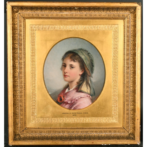 81 - Joshua Hargrave Sams Mann (1826-1886) British. Bust Portrait of a Young Girl, Oil on Panel, Signed, ... 