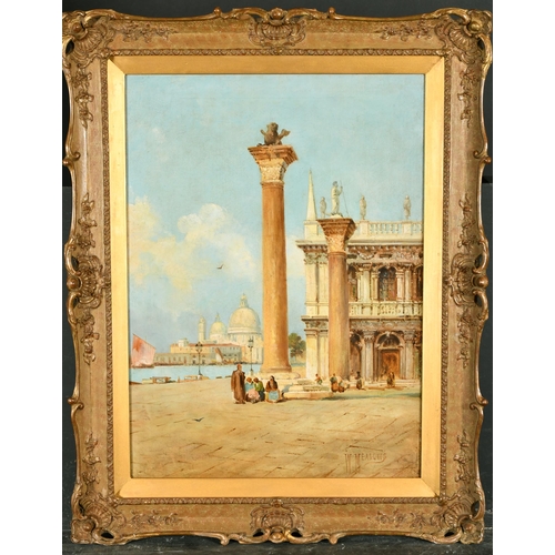 91 - William George Meadows (c.1825-c.1901) British. A Venetian Scene with Figures in the foreground, Oil... 