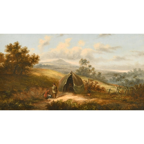 100 - Thomas Smythe (1825-1906) British. Figures in a Camp, Oil on Canvas, 8.25