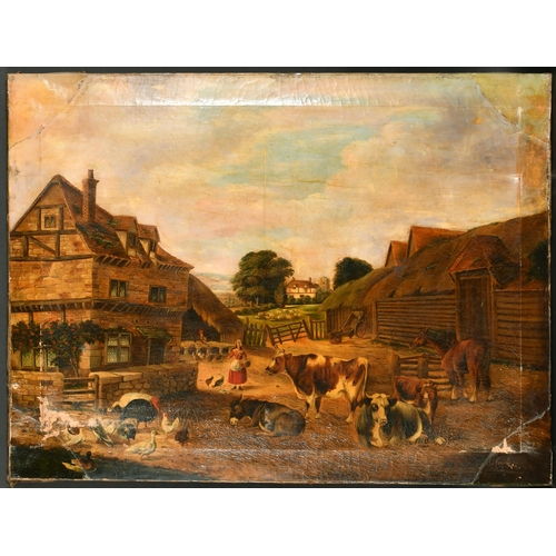 102 - Manner of Henry Brittan Willis (1810-1884) British. A Farm Scene, Oil on Canvas, Indistinctly Signed... 