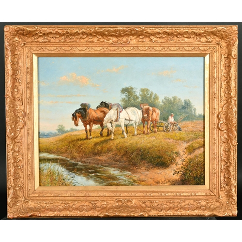 104 - Claude Louis Clark (fl.1858-1905) British. A Plough Team, Oil on Canvas, Signed, 14