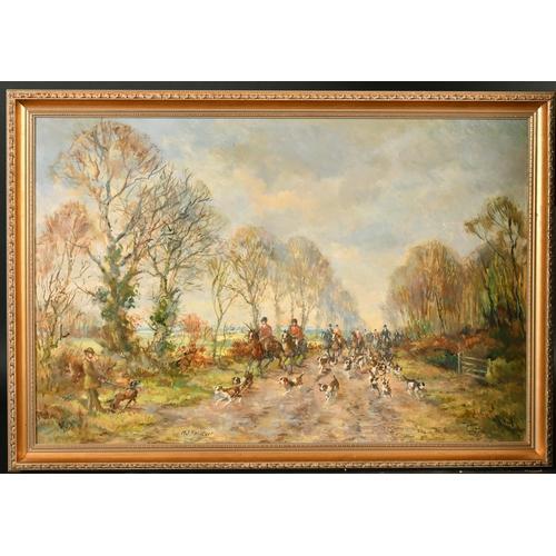 122 - M. J. Ruisdael (20th Century) British. A Hunting Scene, Oil on Board, Signed, 20