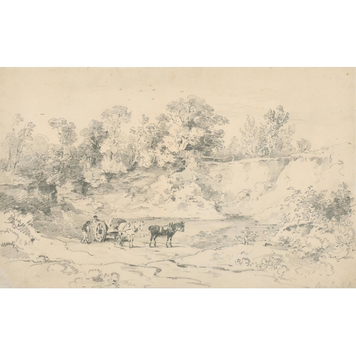 13 - Early 19th Century English School. Landscape with Horses and Cart, Pencil, Indistinctly Inscribed an... 