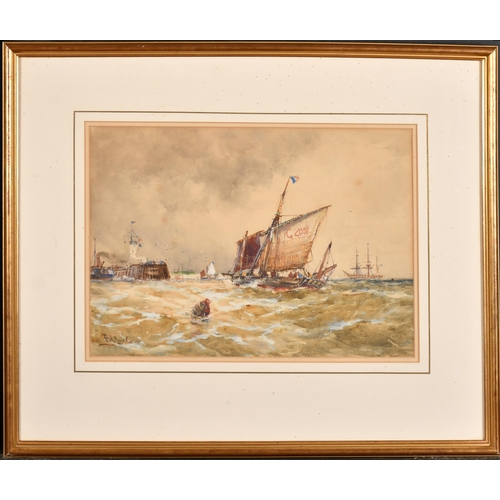 132 - Frank Henry Mason (1876-1965) British. Fishing Boats Entering a French Harbour, Watercolour, Signed,... 