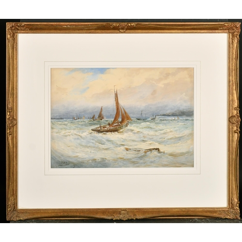 134 - Circle of Thomas Bush Hardy (1842-1897) British. Shipping in Choppy Waters, Watercolour, bears a Sig... 