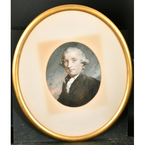 15 - Daniel Gardner (1750-1805) British. Bust Portrait of a Man, Watercolour and Bodycolour, Framed Oval ... 