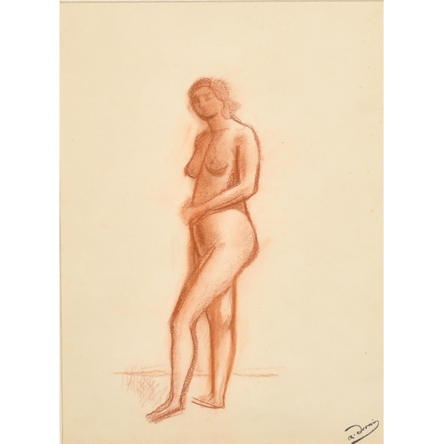 156 - Andre Derain (1880-1954) French. A Standing Female Nude, Sanguine, Artist's Stamp Signature, Inscrib... 