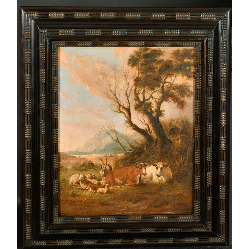 16 - 17th Century Dutch School. Cattle and Sheep Resting under a Tree, Oil on Panel, Signed with Initials... 