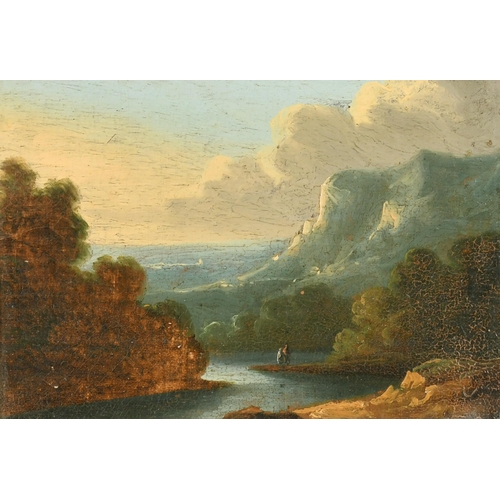 17 - 18th Century English School. A Classical Landscape with Cattle, Oil on Canvas laid down, 5