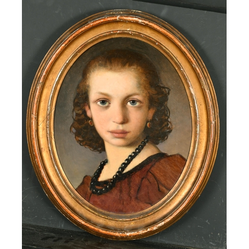 172 - 19th Century French School. Head Study of a Young Girl, Oil on Canvas, Oval 14.5