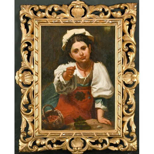 187 - 19th Century Italian School. The Strawberry Seller, Oil on Canvas, in a Carved Giltwood Frame, 11.75... 