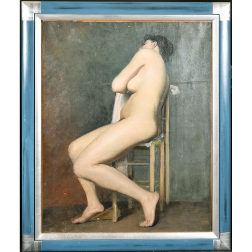 191 - 20th Century French School. A Seated Female Nude, Oil on Canvas, 32