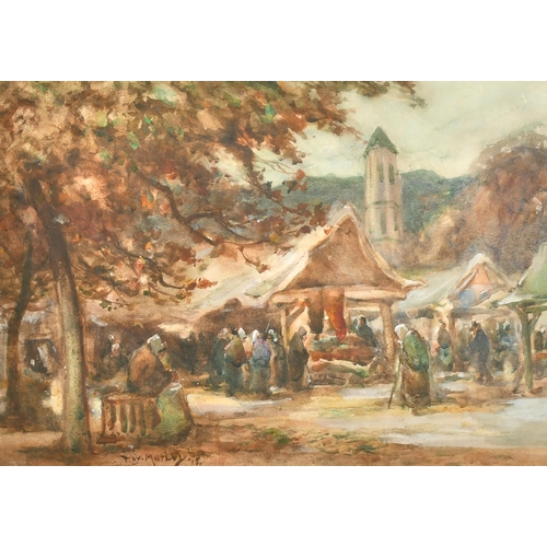 209 - Thomas William Morley (1859-1925) British. A Continental Market Scene, Watercolour, Signed and Dated... 