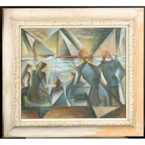 222 - Circle of Christopher Richard Wynne Nevinson (1889-1946) British. Figures and Yachts, Chalk, 20