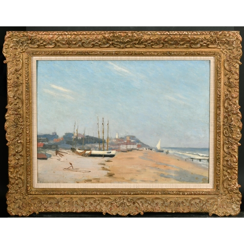 237 - Thomas Binney Gibbs (1870-1947) British. A Seafront, Oil on Panel, Signed and Dated 1914, 12.25