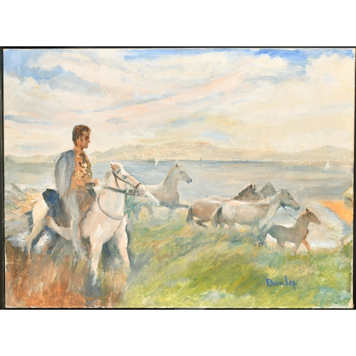 238 - Ronald Ossory Dunlop (1894-1973) Irish. A Rider with Horses in a Coastal Landscape, Oil on Canvas, S... 