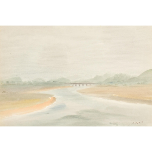 244 - Roland Vivian Pitchforth (1895-1982) British. An Estuary Scene, Watercolour, Signed, 13.75