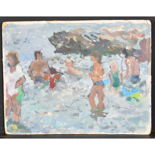 271 - John Harvey (1935-    ) British. Figures in the Shallows, Oil on Board, with Studio Stamp verso, Unf... 