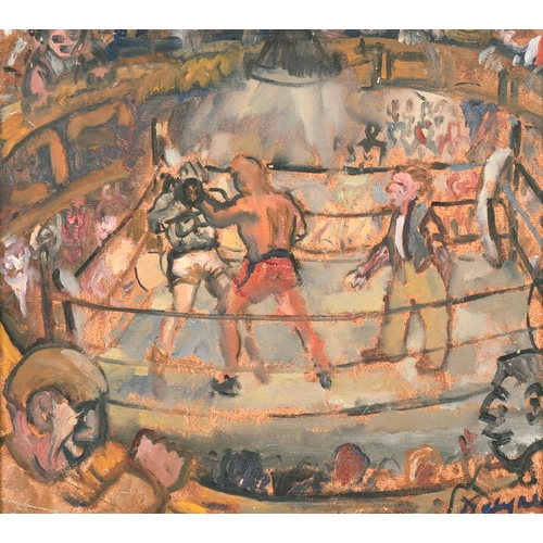 273 - 20th Century English School. A Boxing Match, Oil on Canvas laid down, Indistinctly Signed, 14.5