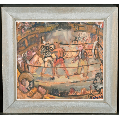 273 - 20th Century English School. A Boxing Match, Oil on Canvas laid down, Indistinctly Signed, 14.5