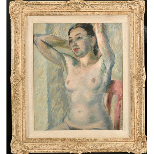 279 - Christopher Sanders (1905-1991) British. Study of a Female Nude, Oil on Canvas, Signed, 18.25