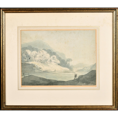 6 - William Payne (1760-1830) British. Figures in a River Landscape, Watercolour, 9.5