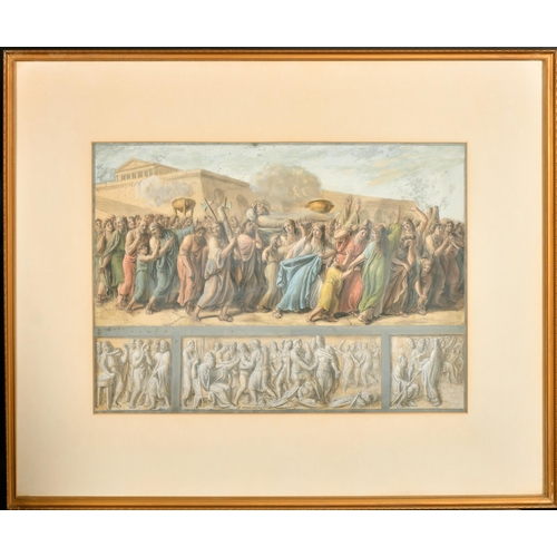 7 - 19th Century French School. A Funeral Procession from a Frieze, Watercolour possibly on a print base... 