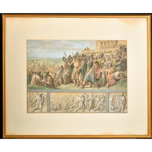 7 - 19th Century French School. A Funeral Procession from a Frieze, Watercolour possibly on a print base... 