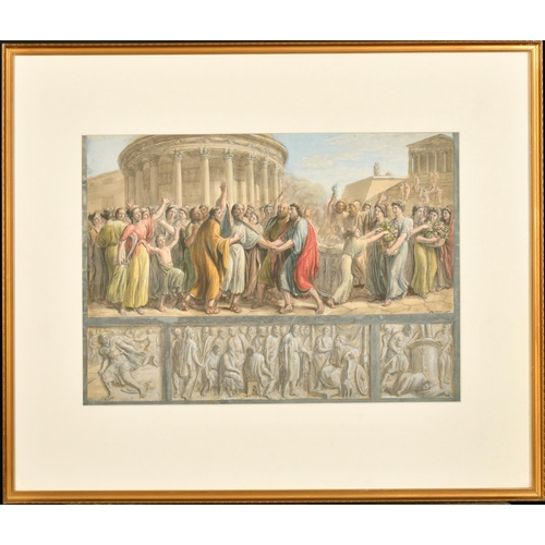 7 - 19th Century French School. A Funeral Procession from a Frieze, Watercolour possibly on a print base... 