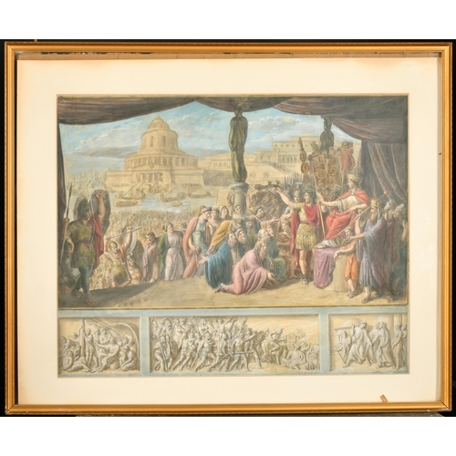 7 - 19th Century French School. A Funeral Procession from a Frieze, Watercolour possibly on a print base... 