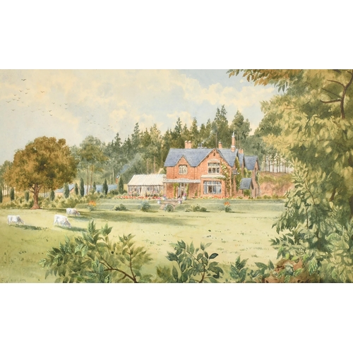 71 - Francis George Coleridge (1838-1923) British. A Country House, Watercolour, Signed, 9.25