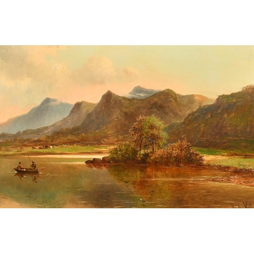 98 - Harry Armstrong Whittle (19th Century) British. Figures in a Boat in a Mountainous River Landscape, ... 