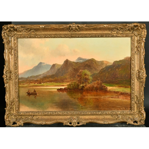 98 - Harry Armstrong Whittle (19th Century) British. Figures in a Boat in a Mountainous River Landscape, ... 