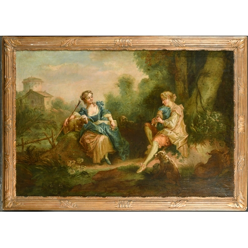 69 - Manner of Jean-Antoine Watteau (1684-1721) French. The Serenade, Oil on Canvas, 25.25