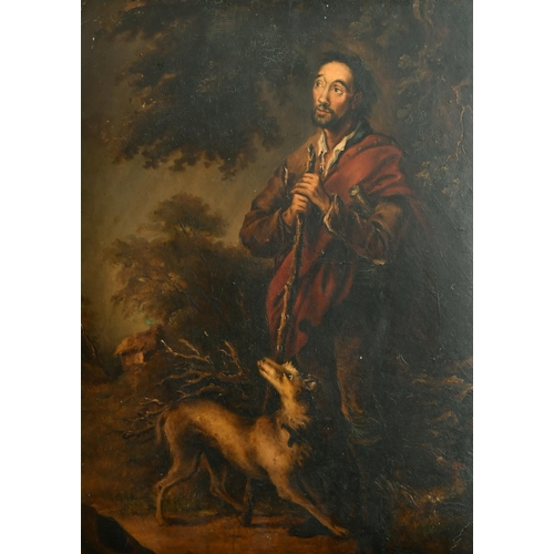 51 - Circle of Thomas Barker of Bath (1769-1847) British. Study of a Man and Dog, Oil on Board, 20.5