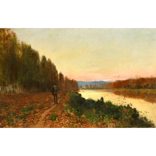 123 - William Heath Wilson (1849-1927) British. A Figure on a Path in a River Landscape, Oil on Canvas, Si... 