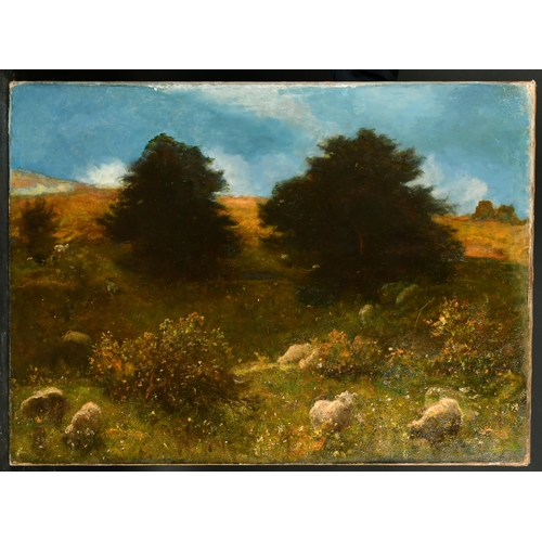 129 - James Sant (1820-1916) British. Sheep Grazing, Oil on Canvas, Signed with Monogram, Unframed 24