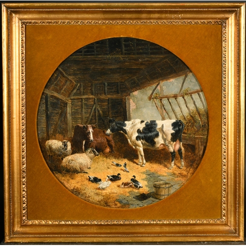 158 - John Frederick Herring Jnr (1820-1907) British. 'Horses and Chickens in a Stable', Oil on Canvas, Si... 