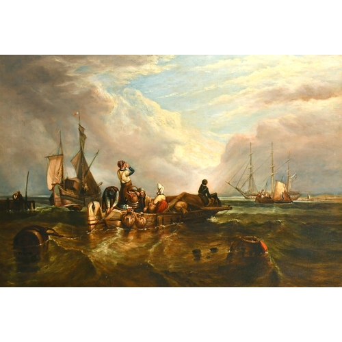 184 - Manner of William Clarkson Stanfield (1793-1867) British. A Seascape with Figures in a Boat, Oil on ... 