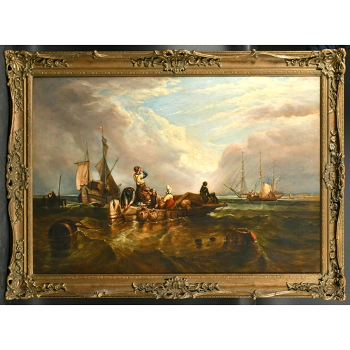 184 - Manner of William Clarkson Stanfield (1793-1867) British. A Seascape with Figures in a Boat, Oil on ... 