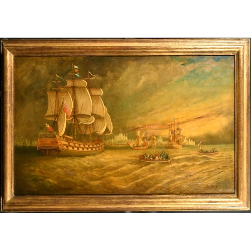 193 - V. Rositer (19th-20th Century) European. A Shipping Scene off Istanbul, Oil on Canvas, Signed and Da... 