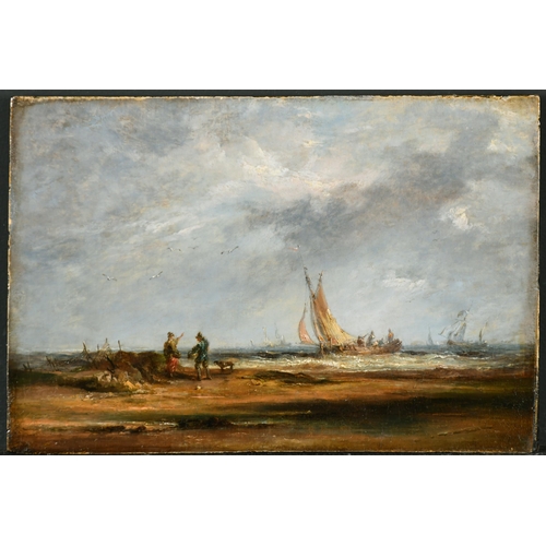 195 - Manner of Nicholas Mathew Condy (1816-1851) British. A Beach Scene with Figures, Oil on Panel, Unfra... 