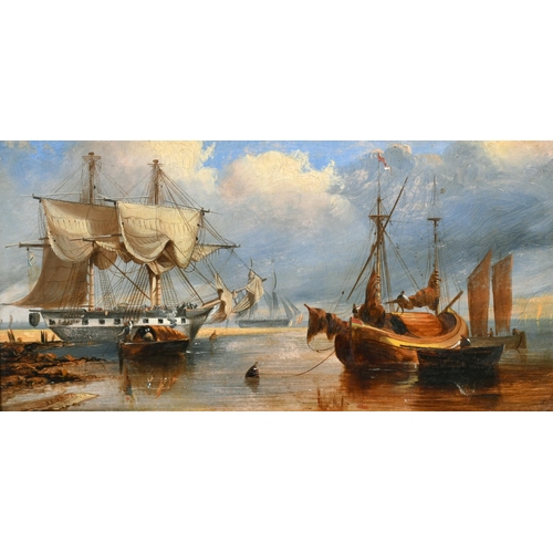 197 - J A Ramsay (19th Century) British. A Coastal Scene with Moored Boats, Oil on Board, Signed and Dated... 