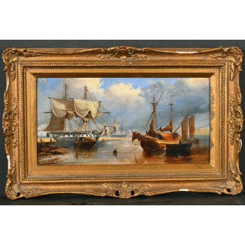 197 - J A Ramsay (19th Century) British. A Coastal Scene with Moored Boats, Oil on Board, Signed and Dated... 