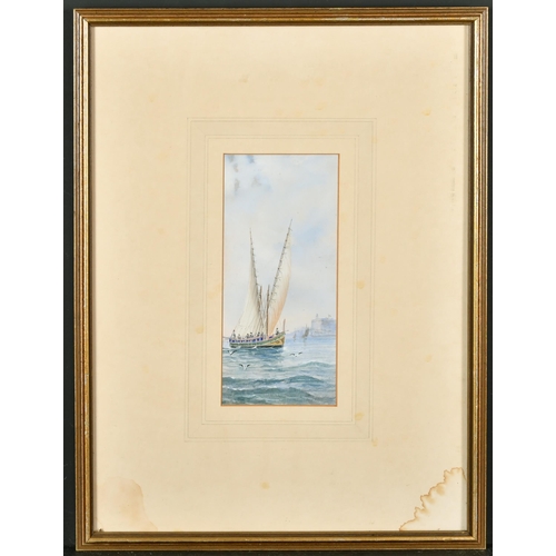 207 - Gaetano Esposito (1858-1911) Italian. A Sailing Boat off Malta, Watercolour, 7.5